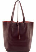 D54 Italian Basic Dark Wine Leather Tote Bag JIJOU CAPRI
