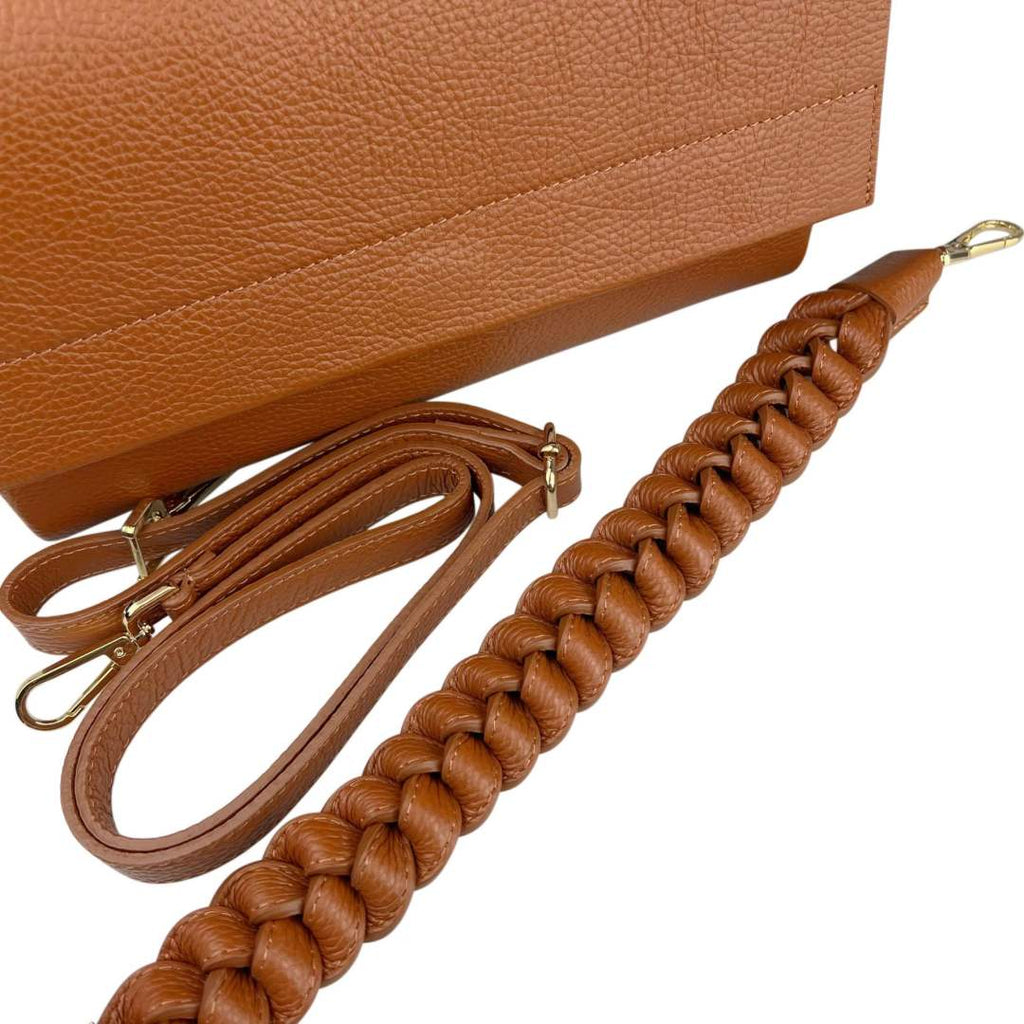Mi191 Tan 3-Compartment Flap Bag
