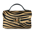 Mi348 Pony Hair Zebra Print Brown Bag