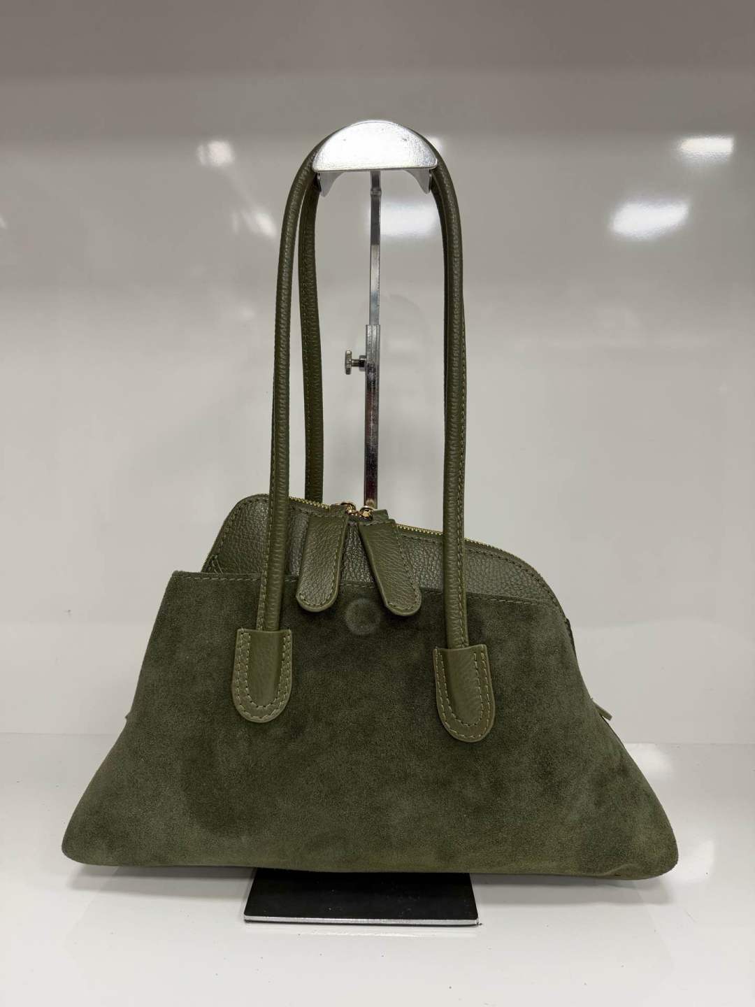 ST138 Olive Green Suede Shoulder Bag