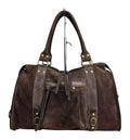 MI552 Dark Brown Suede Studded Satchel