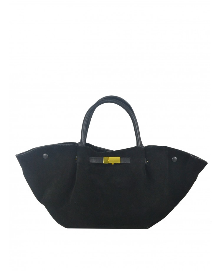 IBLSBL Italian Black Suede Tote Bag w/ Removable Strap