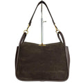 MI514 Dark Brown Suede Bamboo Clasp Bag