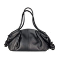 MI685 Black Ruched Leather Shoulder Bag