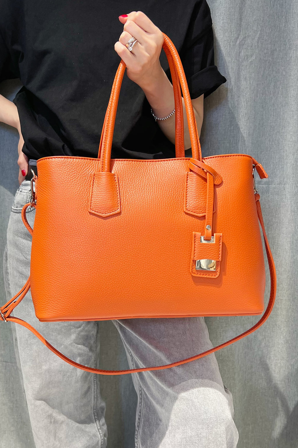 ZZ040 Rust Grained Leather Work Bag