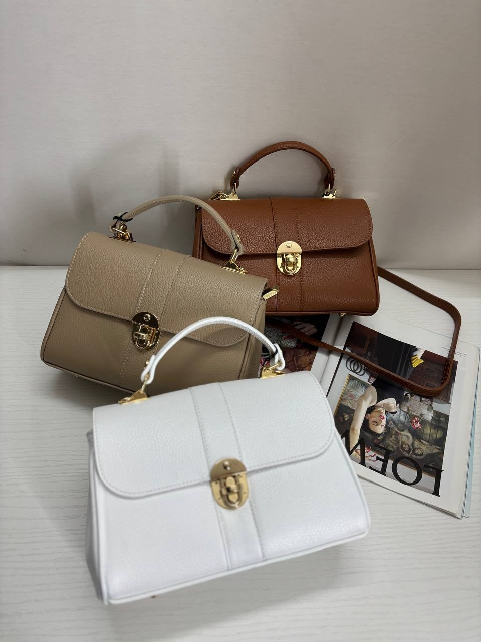 LISLTB Italian Sculptural Leather Top-Handle Bag 2 Color Options
