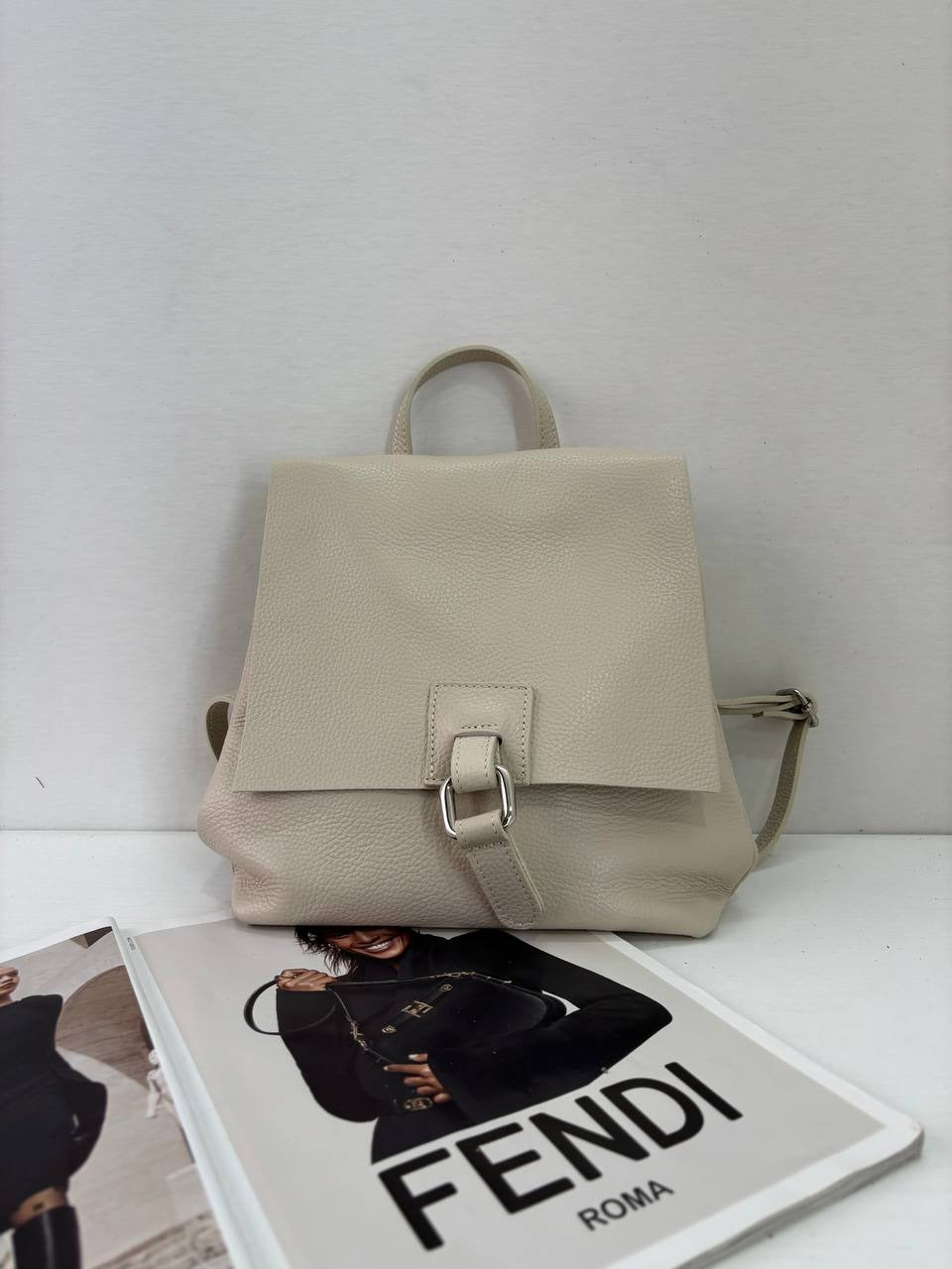 LIRLTB Italian Refined Leather Top-Handle Bag - Beige/Taupe