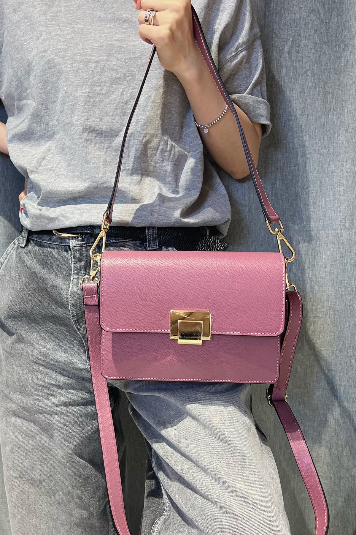 ZZ006 Dusty Pink Leather Handbag