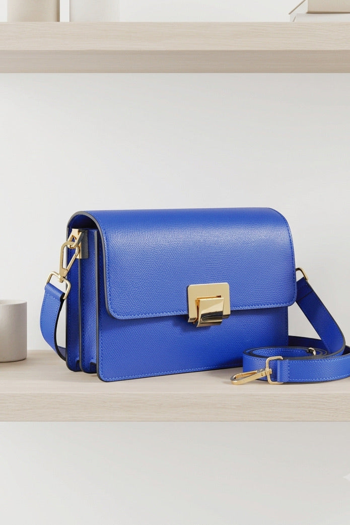 ZZ008 Electric Blue Leather Handbag