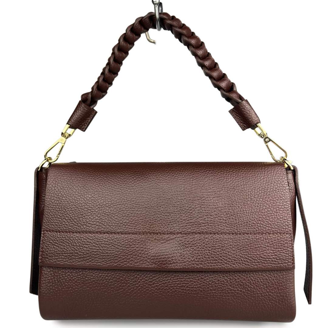 Mi192 Mocha 3-Compartment Flap Bag
