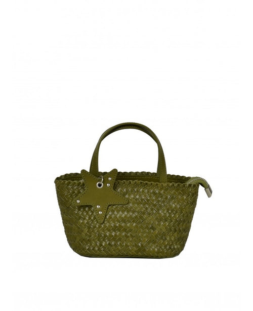 IT5805OG Starlady Woven Small Handbag with Charm - Olive Green