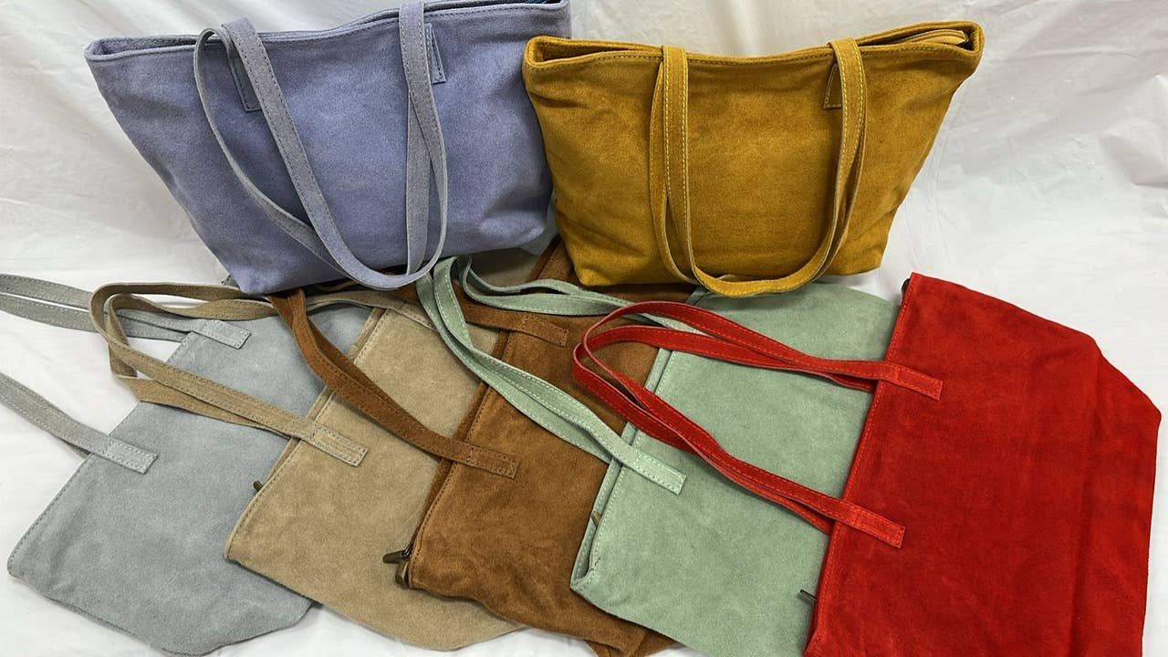 OF608 Italian Medium Suede Zipped Tote Bag JIJOU CAPRI