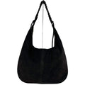 Mi079 Black Suede Woven-Handle Tote