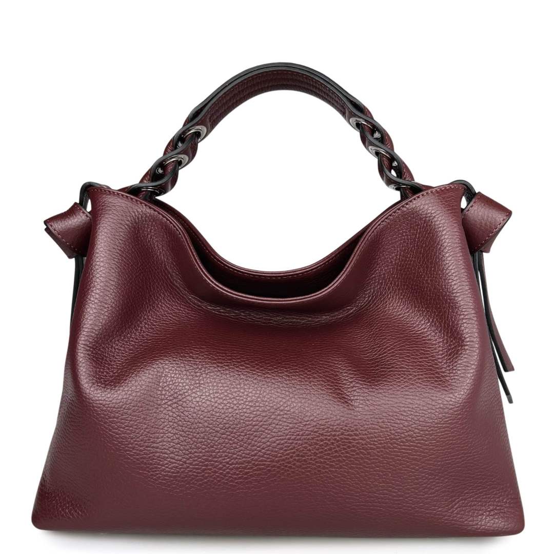 MI510 Burgundy Leather Hobo Bag
