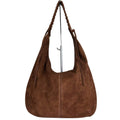 Mi074 Mocha Suede Woven-Handle Tote