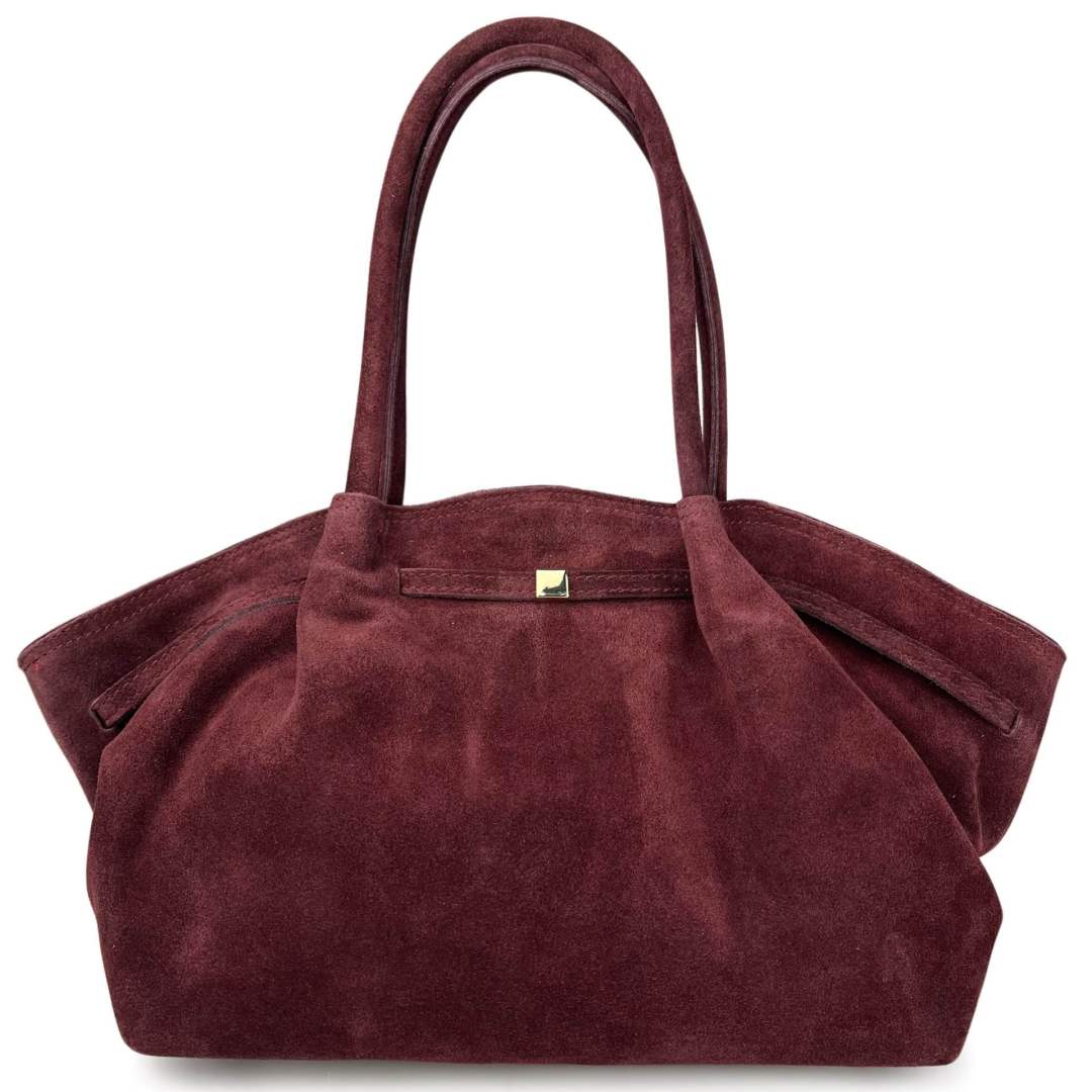 MI490 Burgundy Suede Shopper Bag