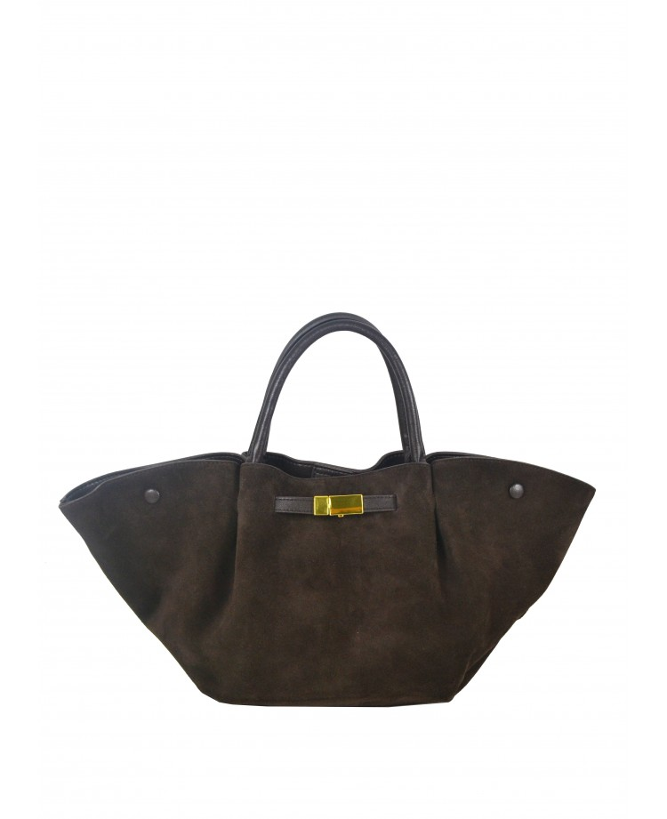 IBLSDM Italian Dark Mocha Suede Tote Bag w/ Removable Strap