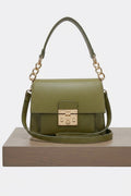 ZZ191 Khaki Grained Leather Top Handle Bag
