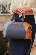 ZZ047 Navy Multicolor Leather Handbag