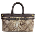 Mi238 Dark Brown Python-Print Bag