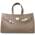 Mi092 Dark Taupe Front-Accent Tote