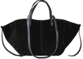 963 Italian Suede Leather Black Travel  Bag w/ Leather Pouch