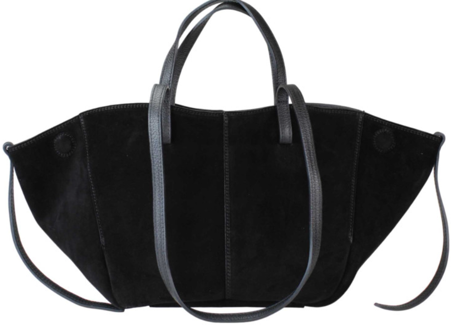 963 Italian Suede Leather Black Travel  Bag w/ Leather Pouch