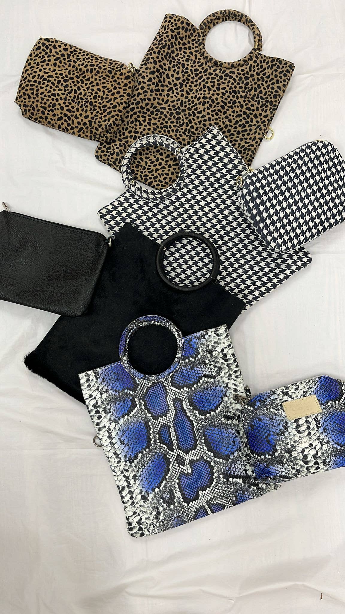 OF608 Italian Calf Hair Leather Medium Tote Bag w Pouch