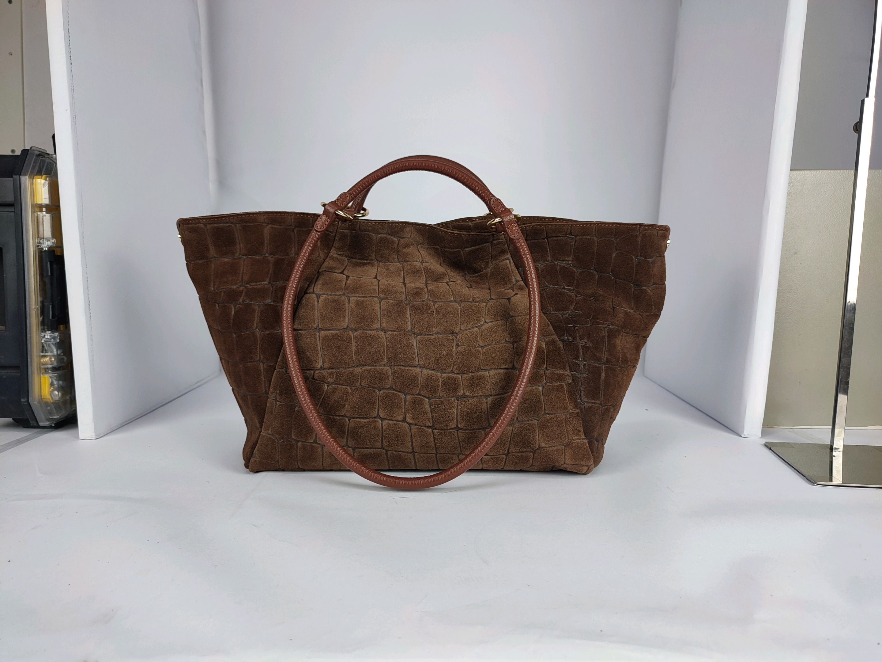 DM018 Brown Suede Tote Bag