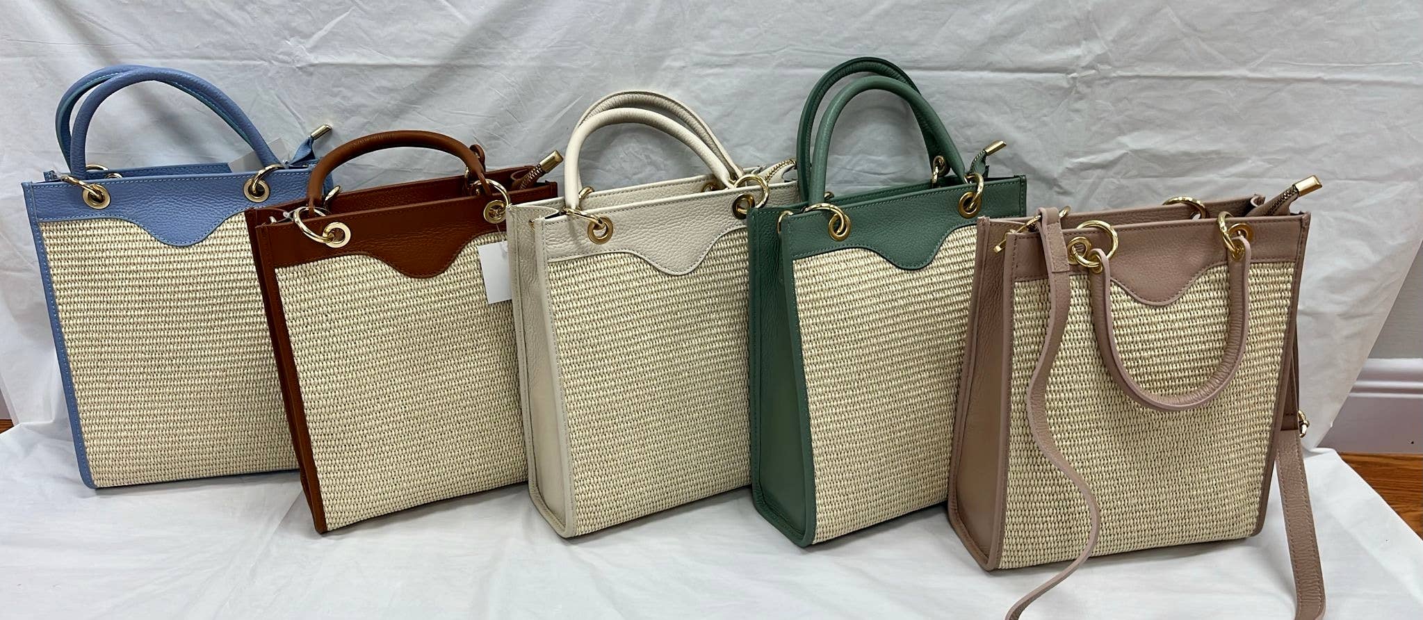 OF602 Italian Raffia & Leather Bag JIJOU CAPRI