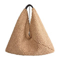 MI640 Camel Teddy Triangle Tote Bag