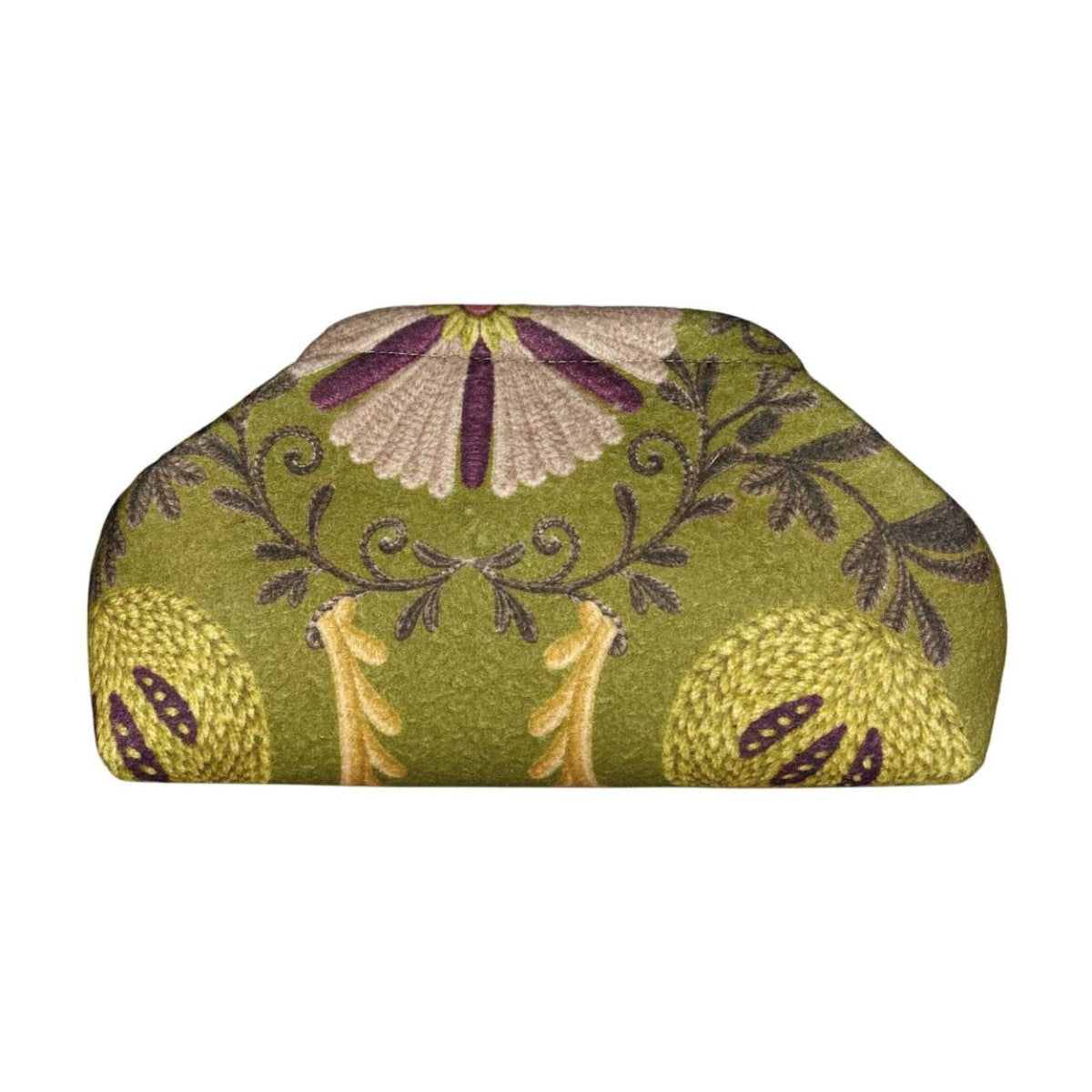 MI655 Green Botanical Print Clutch Bag