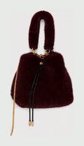 JA007 Wine Faux Fur Bucket Bag