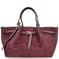 Mi082 Burgundy Croco-Print Suede Tote