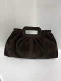 ST164 Dark Brown Ruched Suede Handle Bag