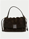 ST095 Dark Brown Suede Flap Bag