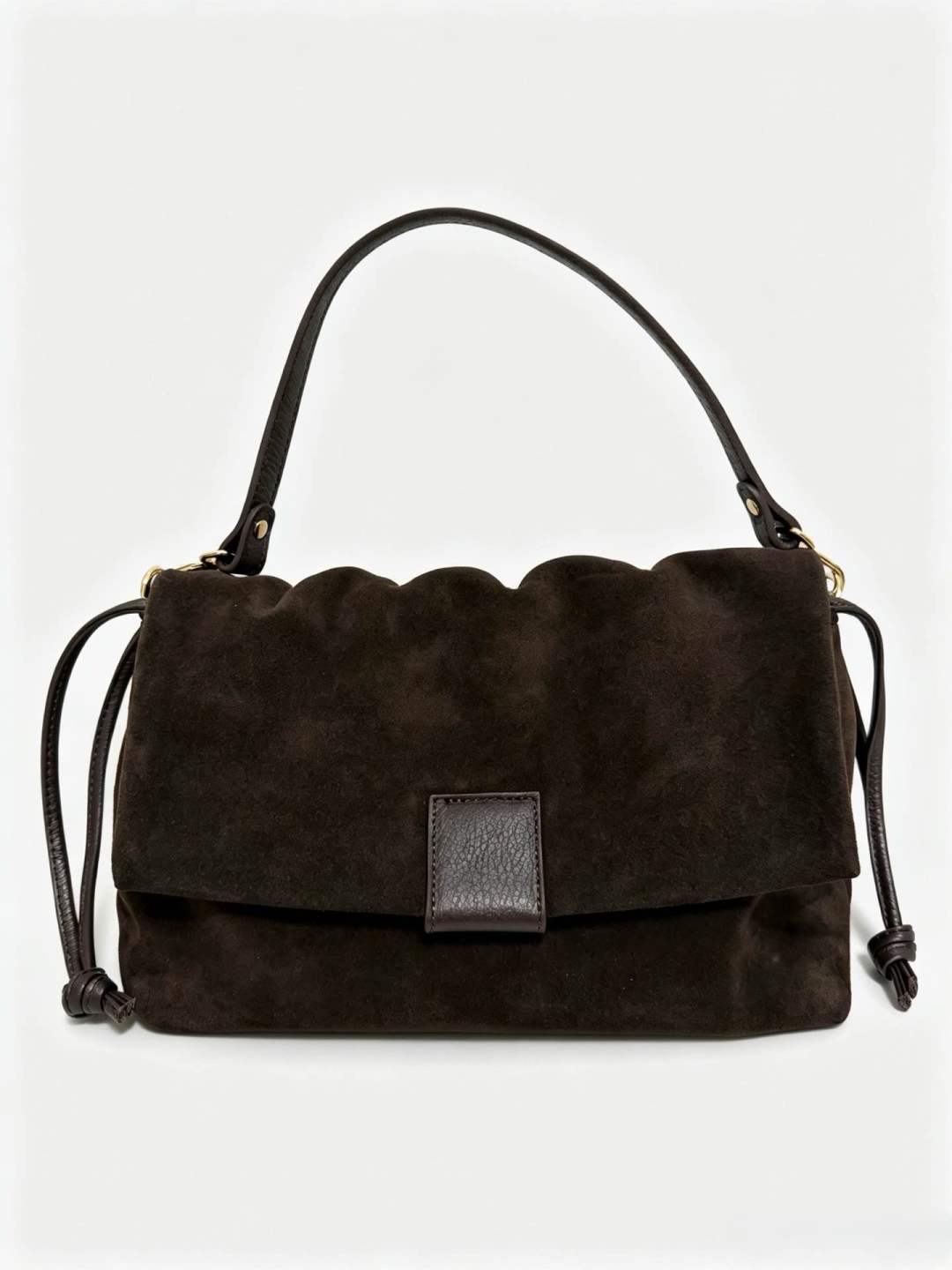 ST095 Dark Brown Suede Flap Bag