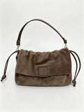 ST094 Taupe Suede Flap Bag