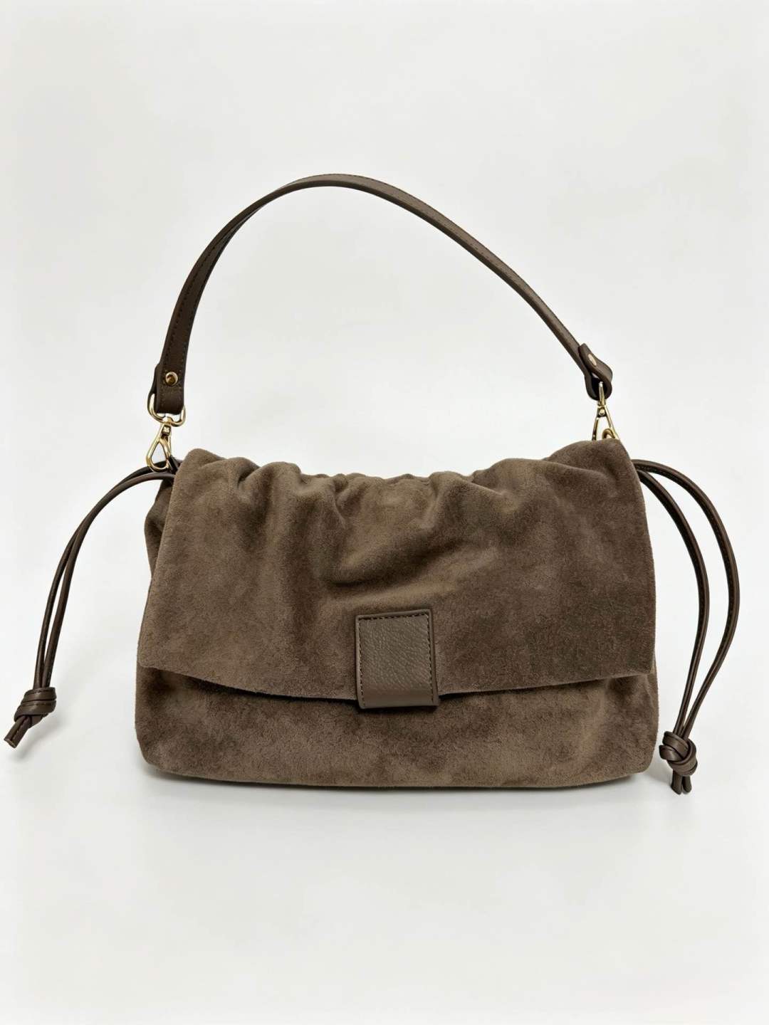 ST094 Taupe Suede Flap Bag