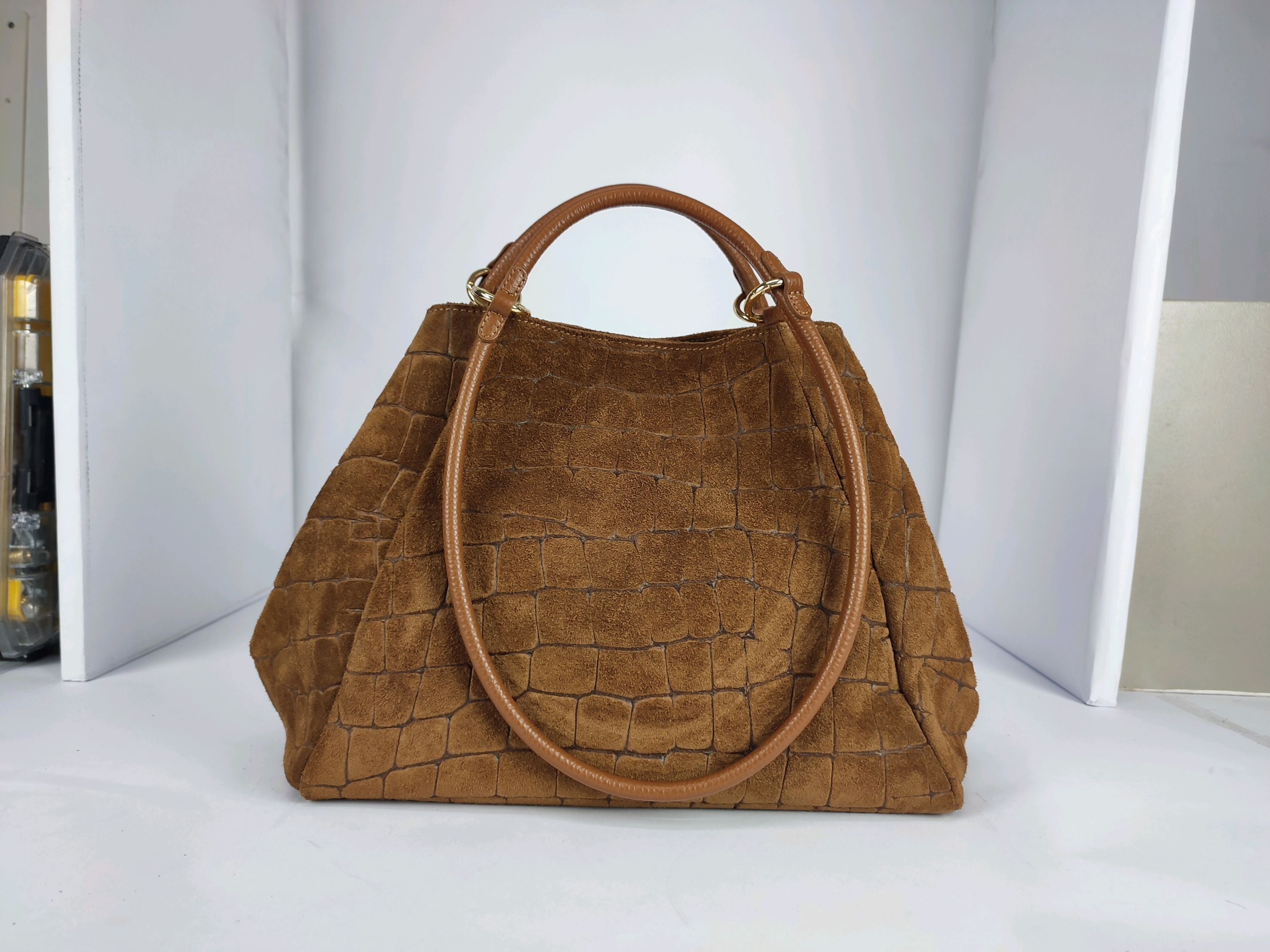 DM015 Tan Suede Tote Bag