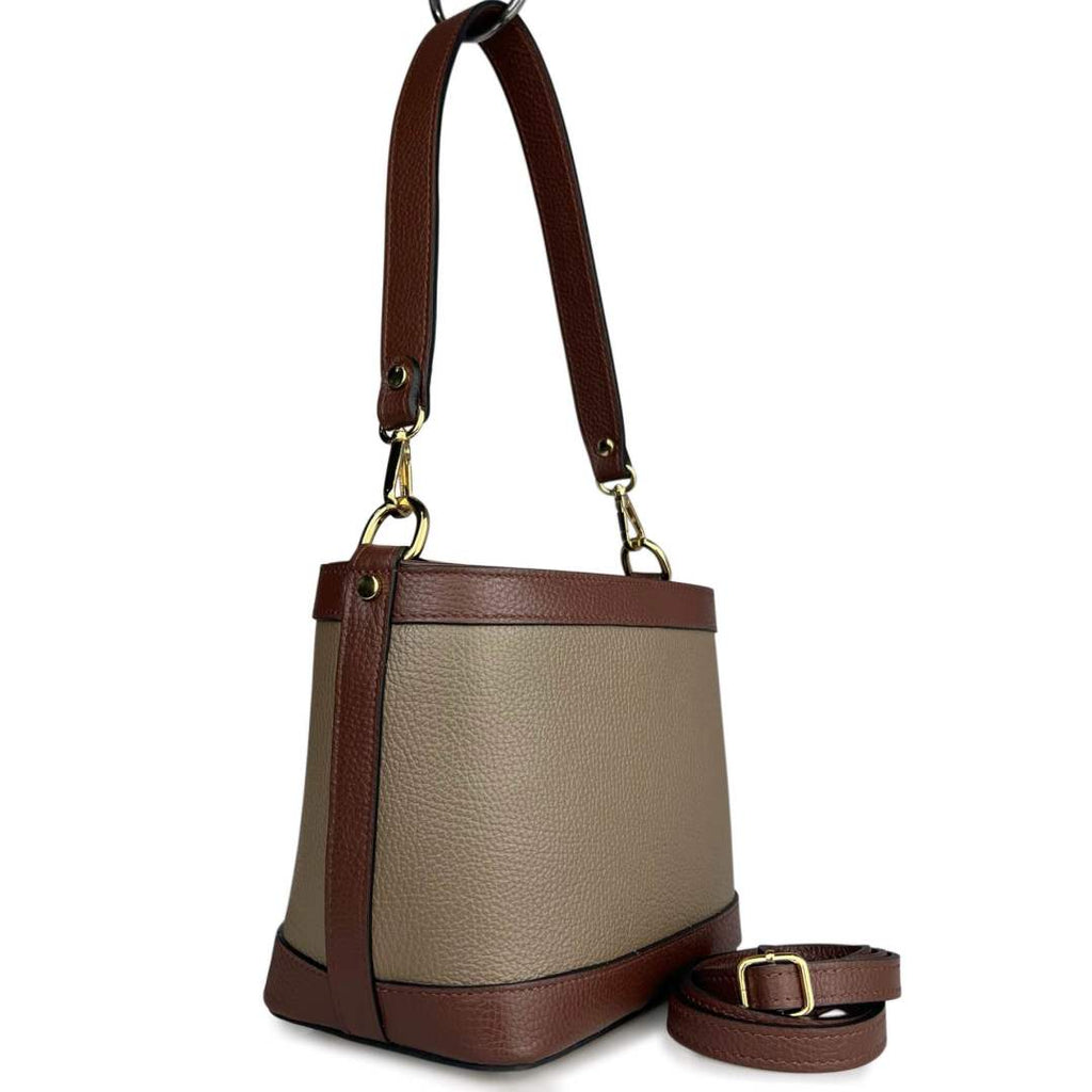 Mi174 Dark Taupe Two-Tone Shoulder Bag