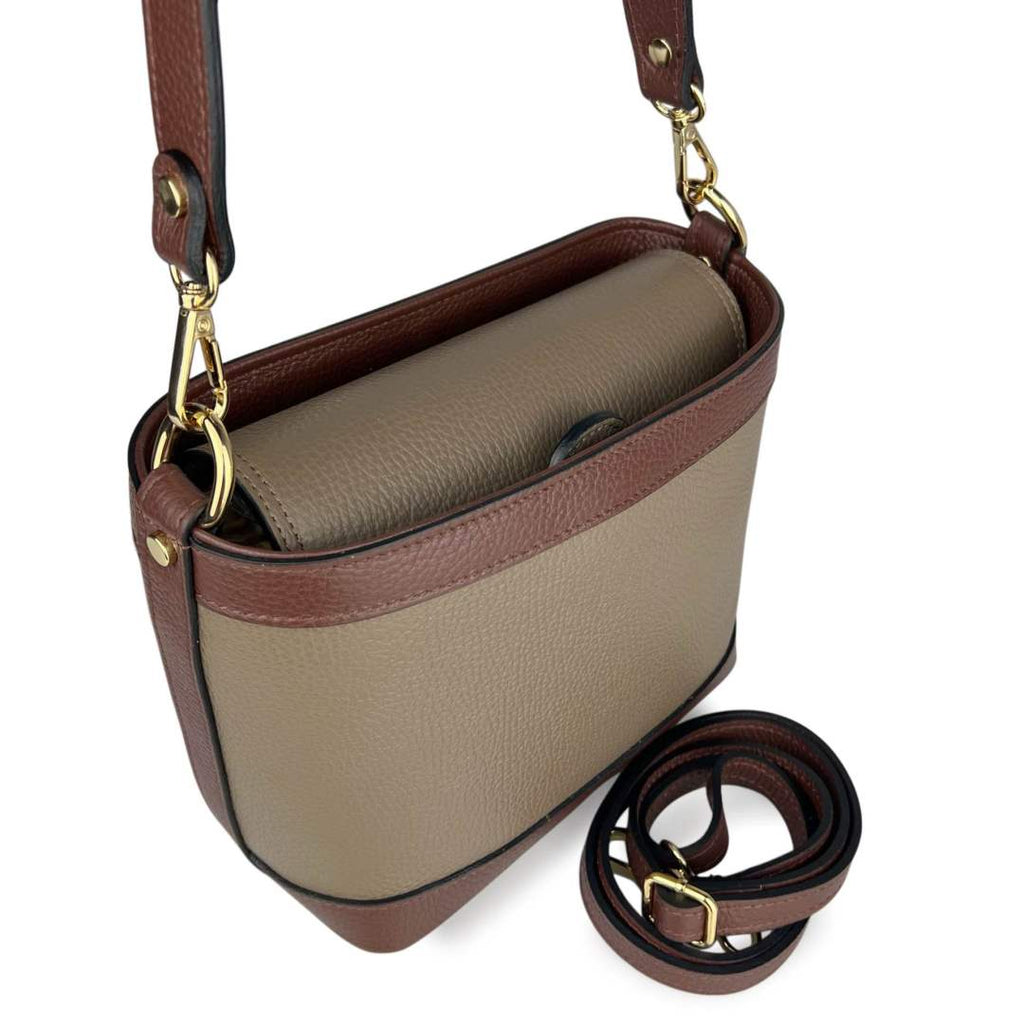 Mi174 Dark Taupe Two-Tone Shoulder Bag