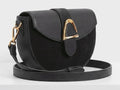 ZZ174 Black Leather Suede Crossbody Bag