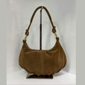 ST176 Tan Suede Crescent Shoulder Bag