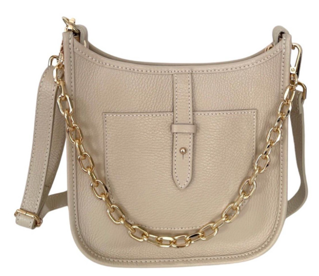 ITHEBE Italian Chic Beige Leather Crossbody Bag JIJOU CAPRI