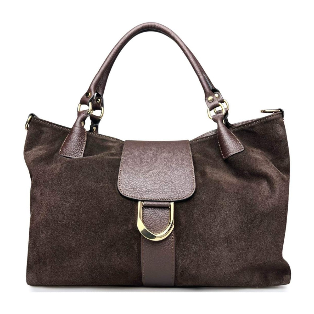 MI633 Dark Brown Suede Shopper Bag