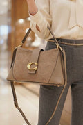 ZZ033 Taupe Leather Suede Shoulder Bag