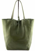 D74 Italian Basic Olive Leather Tote Bag JIJOU CAPRI