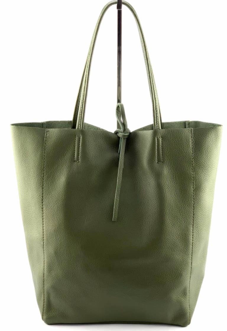 D74 Italian Basic Olive Leather Tote Bag JIJOU CAPRI