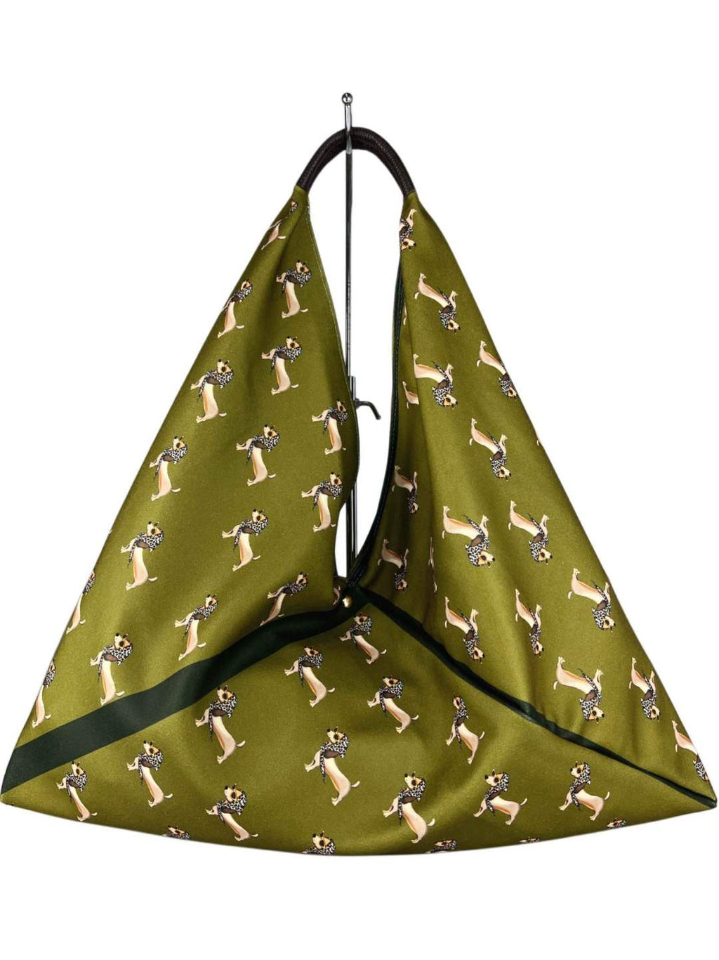 MI493 Olive Dachshund Print Triangle Bag